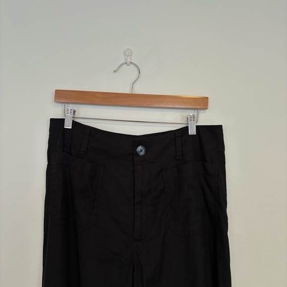 Anthropologie || Maeve Colette Linen Blend Wide Leg Ankle Crop Pants Black 31 - Picture 3 of 10